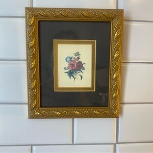 Vintage Gold Gilt Floral Frame Cottagecore Wall Art Small Botanical Print